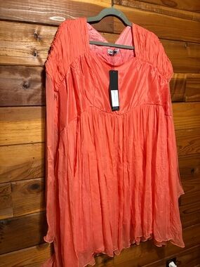 Azeeza Flowy sheer chiffon coral Dress